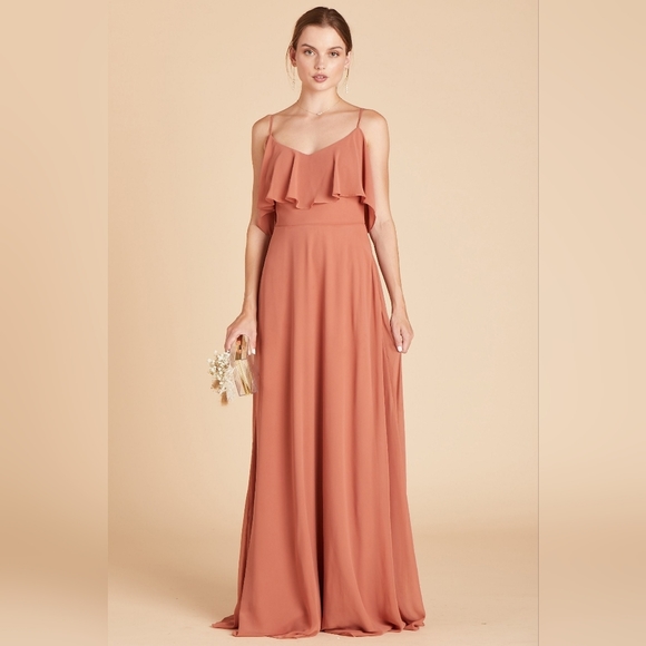 Birdy Grey Jane Convertable Bridesmaids Dress Chiffon in Terracotta Size Medium - Picture 16 of 16